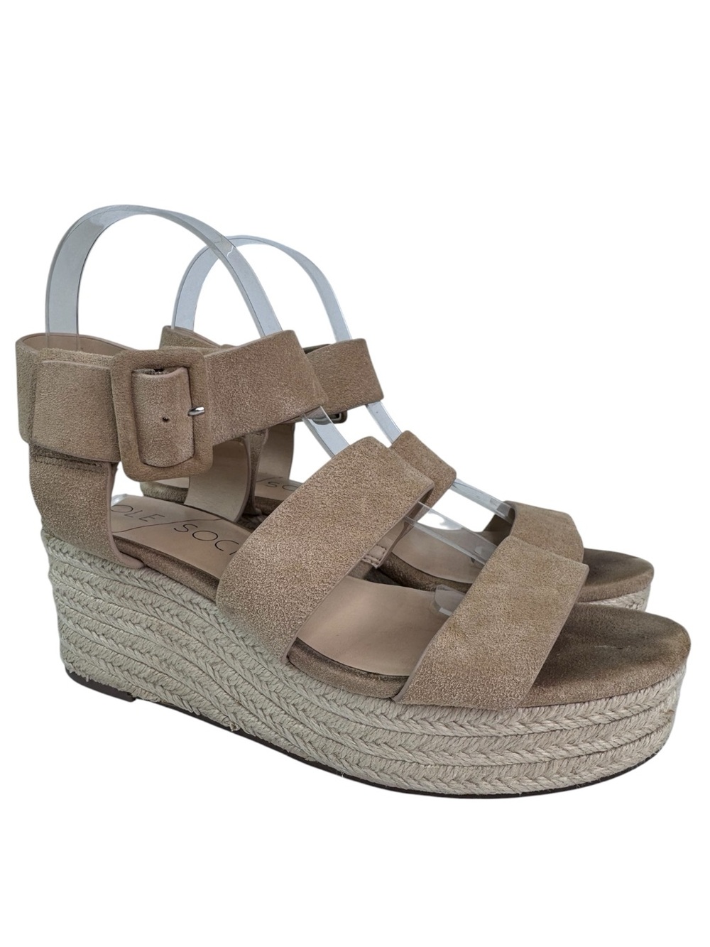 Sole Society Anisa Suede Wedge Espadrille Sandals ankle Size 8
